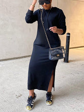 Kapuzenkleid mit schrägen Taschen und Kordelzug